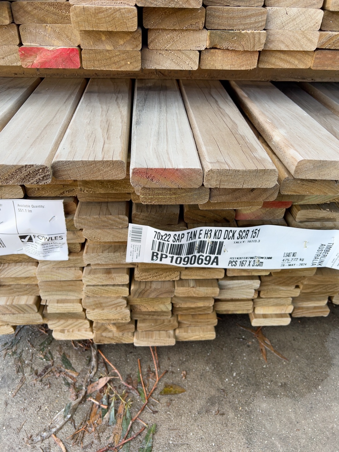 70X22 TAN E H3 TREATED PINE DECKING-167/3.3 (THIS PACK IS AGED STOCK AND SOLD AS IS) 70X22 TAN E H3 TREATED PINE DECKING-167/3.3 (THIS PACK IS AGED STOCK AND SOLD AS IS)