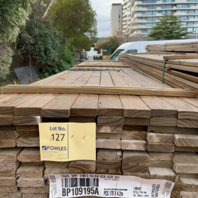 70X22 TAN E H3 TREATED PINE DECKING-170/4.2 (THIS PACK IS AGED STOCK AND SOLD AS IS) 70X22 TAN E H3 TREATED PINE DECKING-170/4.2 (THIS PACK IS AGED STOCK AND SOLD AS IS)