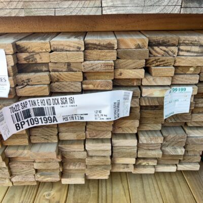 70X22 TAN E H3 TREATED PINE DECKING-170/3.9 (THIS PACK IS AGED STOCK AND SOLD AS IS) 70X22 TAN E H3 TREATED PINE DECKING-170/3.9 (THIS PACK IS AGED STOCK AND SOLD AS IS)