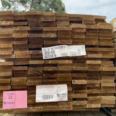 90X22 TAN E H3 TREATED PINE DECKING-224/3.6 (THIS PACK IS AGED STOCK AND SOLD AS IS)