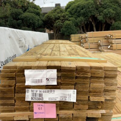 90X22 TAN E H3 TREATED PINE DECKING-224/3.6 (THIS PACK IS AGED STOCK AND SOLD AS IS) 90X22 TAN E H3 TREATED PINE DECKING-224/3.6 (THIS PACK IS AGED STOCK AND SOLD AS IS)