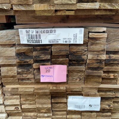 90X22 TAN E H3 TREATED PINE DECKING-224/3.6 (THIS PACK IS AGED STOCK AND SOLD AS IS) 90X22 TAN E H3 TREATED PINE DECKING-224/3.6 (THIS PACK IS AGED STOCK AND SOLD AS IS)