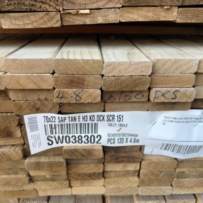70X22 TAN E H3 TREATED PINE DECKING-130/4.8 (THIS PACK IS AGED STOCK AND SOLD AS IS)