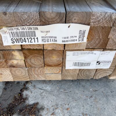75X50 TAN E SAWN TREATED PINE FENCE RAILS-63/4.8 (THIS PACK IS AGED STOCK AND SOLD AS IS) 75X50 TAN E SAWN TREATED PINE FENCE RAILS-63/4.8 (THIS PACK IS AGED STOCK AND SOLD AS IS)