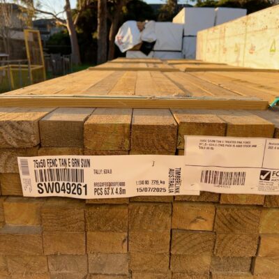 75X50 SAWN TAN E TREATED PINE FENCE RAILS-63/4.8 (THIS PACK IS AGED STOCK AND SOLD AS IS) 75X50 SAWN TAN E TREATED PINE FENCE RAILS-63/4.8 (THIS PACK IS AGED STOCK AND SOLD AS IS)
