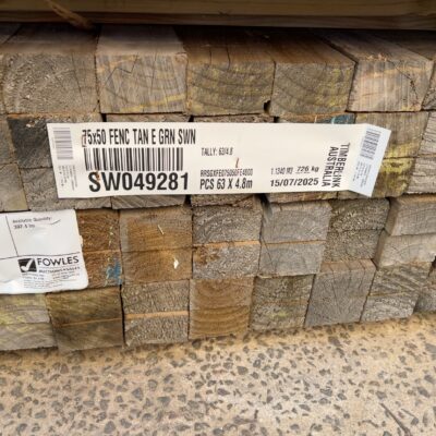75X50 SAWN TAN E TREATED PINE FENCE RAILS-63/4.8 (THIS PACK IS AGED STOCK AND SOLD AS IS)