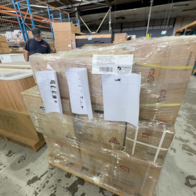 PALLET OF NEW ASSORTED BATHROOM ACCESSORIES & TAPWARE - 280 PIECES, INCLUDING 50 SETS OF SQUARE MATTE BLACK SHOWER HEAD WITH SHOWER ARM, ASSORTED SHOWER HEADS & ARMS IN VARIOUS FINSHES, AS WELL AS ACCESSORIES, KITCHEN & VANITY TAPS, SHOWER MIXERS, & TILE GRATES, SOLD AS IS PALLET OF NEW ASSORTED BATHROOM ACCESSORIES & TAPWARE - 280 PIECES, INCLUDING 50 SETS OF SQUARE MATTE BLACK SHOWER HEAD WITH SHOWER ARM, ASSORTED SHOWER HEADS & ARMS IN VARIOUS FINSHES, AS WELL AS ACCESSORIES, KITCHEN & VANITY TAPS, SHOWER MIXERS, & TILE GRATES, SOLD AS IS