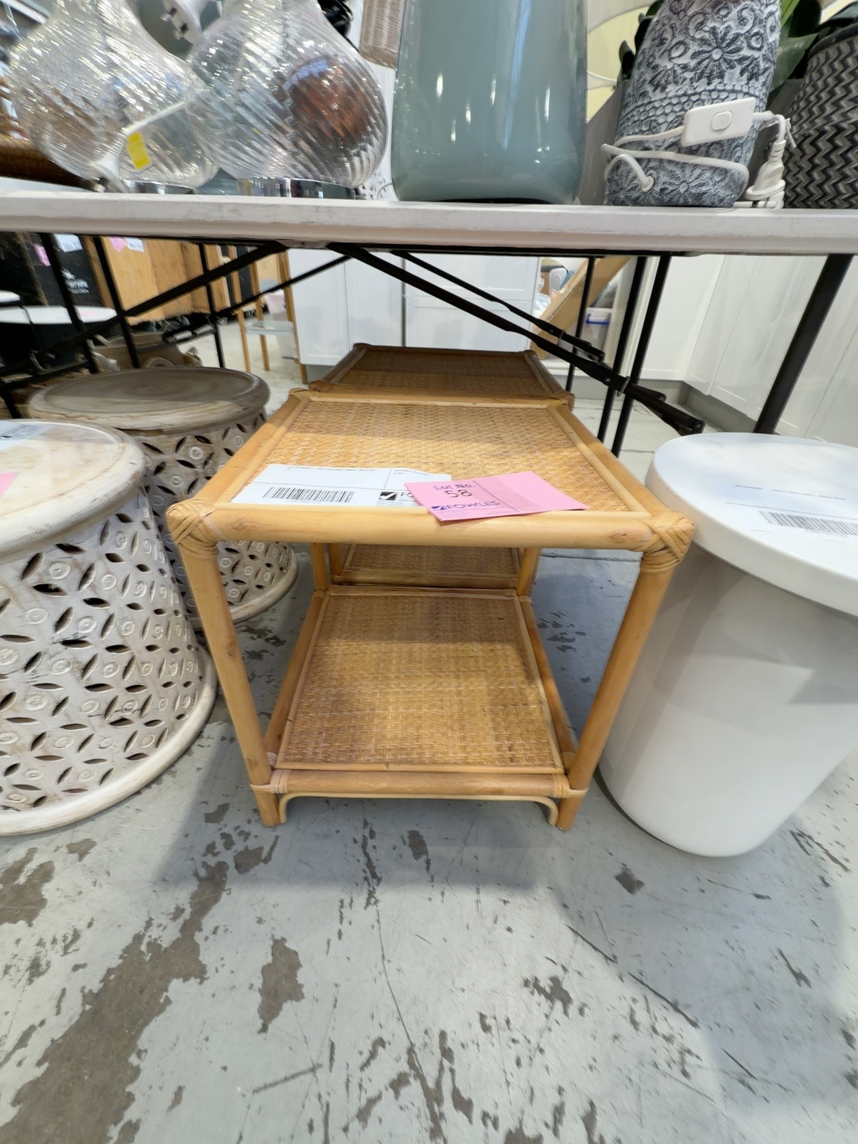 EX STAGING - RATTAN SIDE TABLE, SOLD AS IS EX STAGING - RATTAN SIDE TABLE, SOLD AS IS