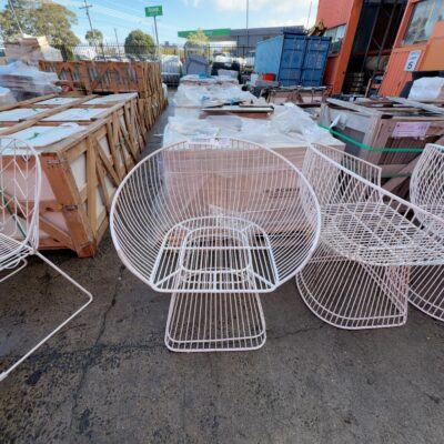 EXSTAGING - WHITE WIRE OUTDOOR CHAIR, NO CUSHION, SOLD AS IS EXSTAGING - WHITE WIRE OUTDOOR CHAIR, NO CUSHION, SOLD AS IS