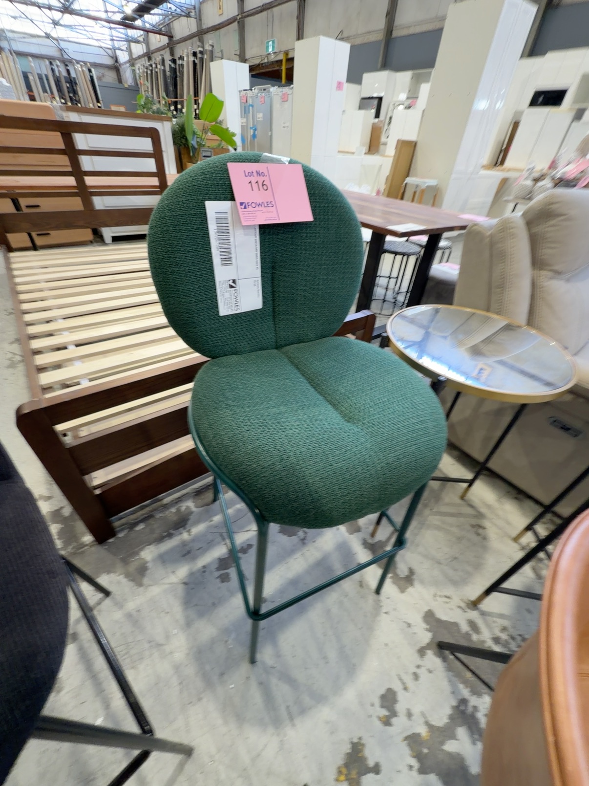 EX HIRE EMERALD GREEN BAR CHAIR SOLD AS IS EX HIRE EMERALD GREEN BAR CHAIR SOLD AS IS