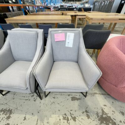 EX STAGING - GREY ARMCHAIR, SOLD AS IS EX STAGING - GREY ARMCHAIR, SOLD AS IS