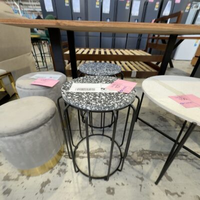 EX STAGING - TERAZZO SIDE TABLE, SOLD AS IS EX STAGING - TERAZZO SIDE TABLE, SOLD AS IS