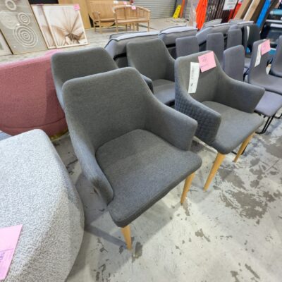 EX STAGING - GREY DINING CHAIR, SOLD AS IS