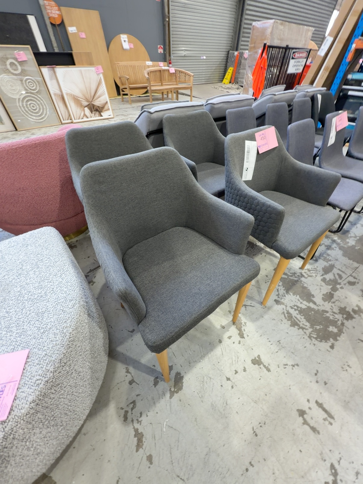 EX STAGING - GREY DINING CHAIR, SOLD AS IS EX STAGING - GREY DINING CHAIR, SOLD AS IS
