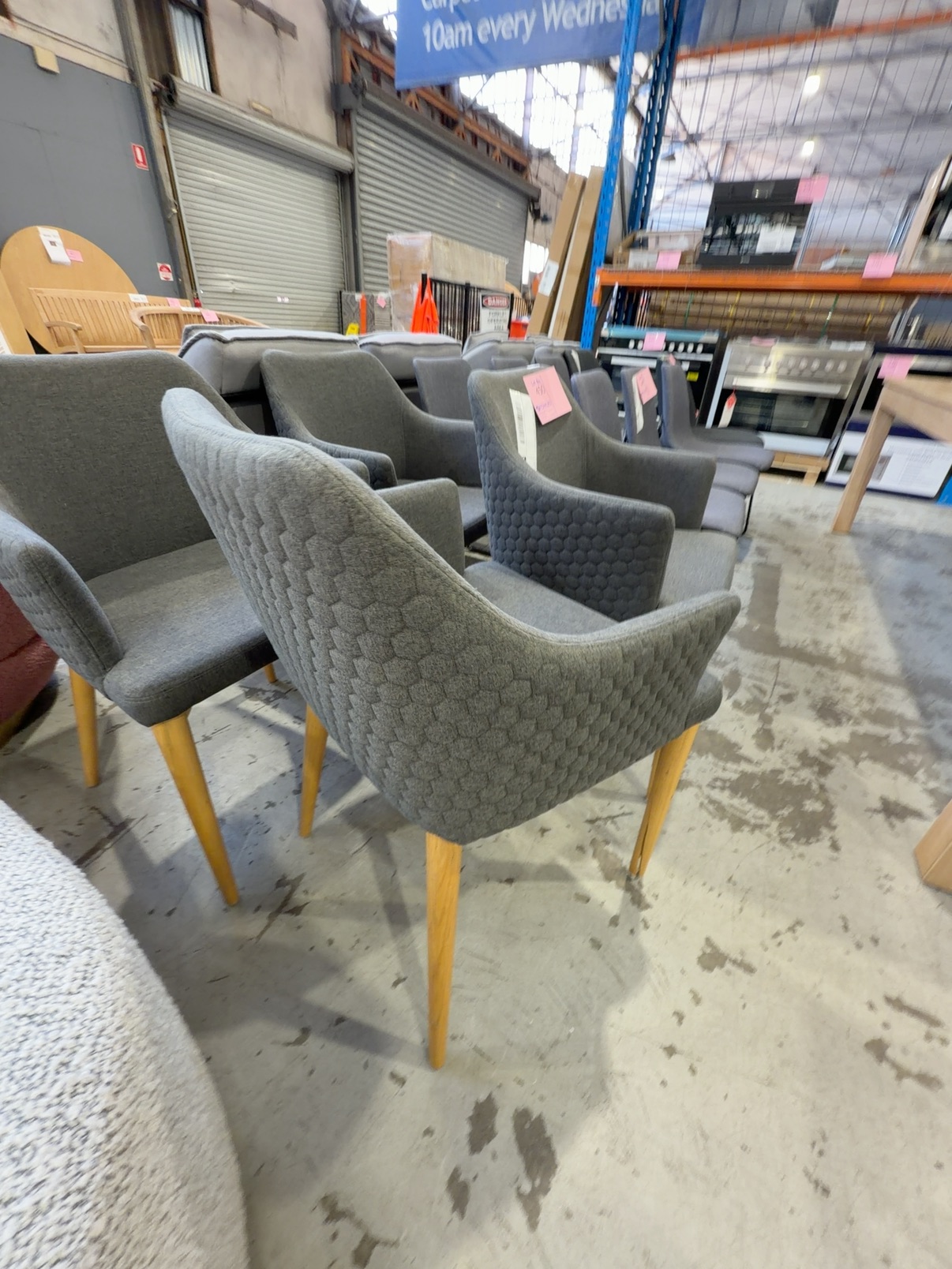 EX STAGING - GREY DINING CHAIR, SOLD AS IS EX STAGING - GREY DINING CHAIR, SOLD AS IS
