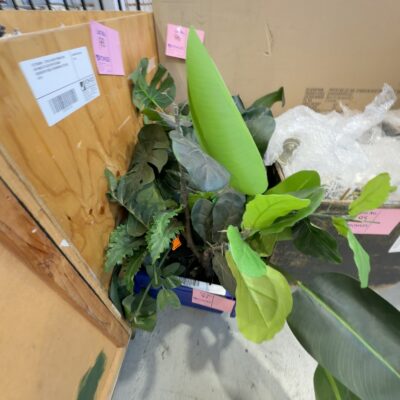 EX STAGING - BOX OF ASSORTED FAUX PLANTS, SOLD AS IS