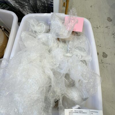 EX STAGING - CRATE OF ASSORTED HOUSEHOLD GLASSWARE, WINE GLASSES ETC SOLD AS IS EX STAGING - CRATE OF ASSORTED HOUSEHOLD GLASSWARE, WINE GLASSES ETC SOLD AS IS