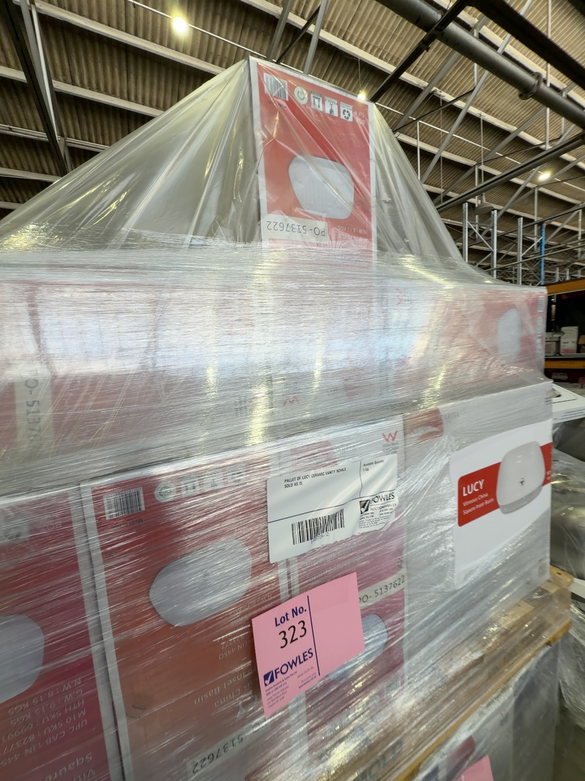 PALLET OF LUCY CERAMIC VANITY BOWLS SOLD AS IS PALLET OF LUCY CERAMIC VANITY BOWLS SOLD AS IS