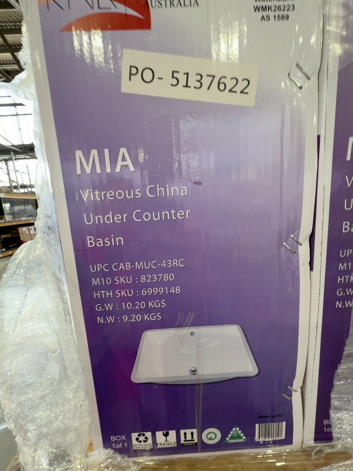 PALLET OF MIA UNDERMOUNT CERAMIC VANITY BOWLS SOLD AS IS PALLET OF MIA UNDERMOUNT CERAMIC VANITY BOWLS SOLD AS IS