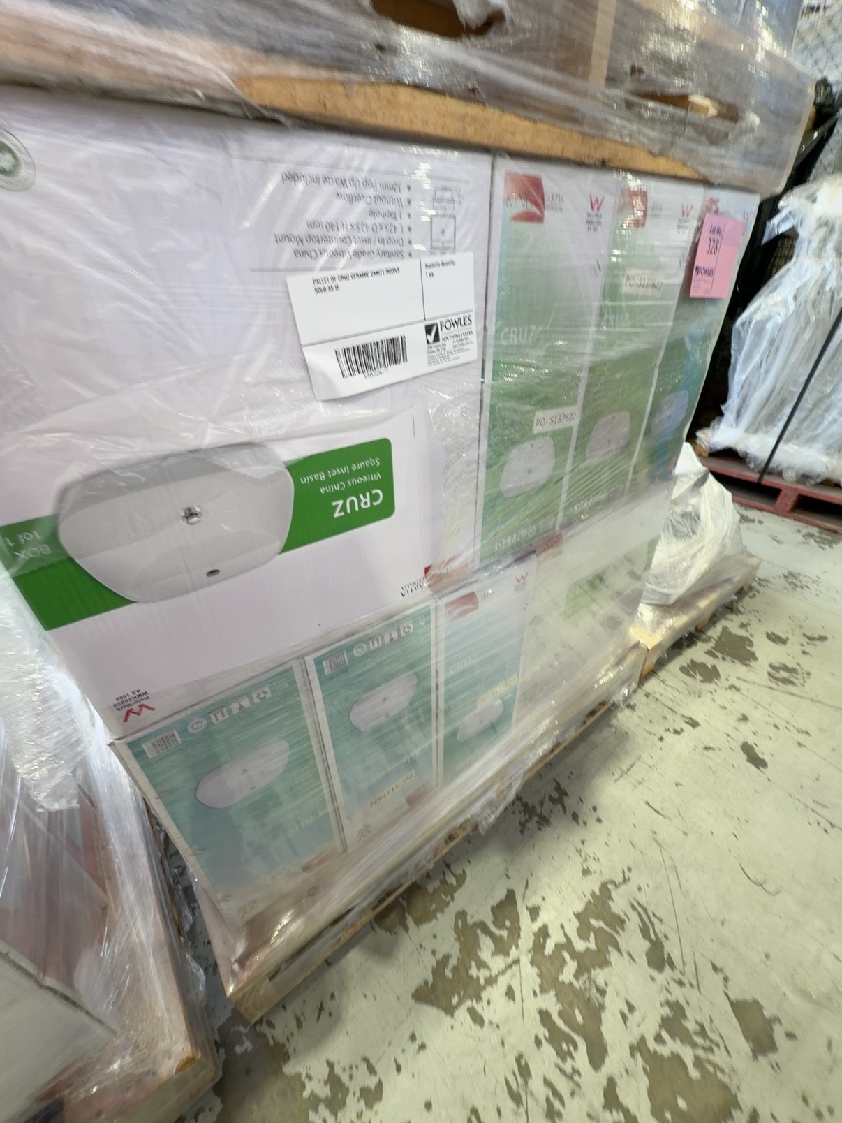 PALLET OF CRUZ CERAMIC VANITY BOWLS SOLD AS IS PALLET OF CRUZ CERAMIC VANITY BOWLS SOLD AS IS
