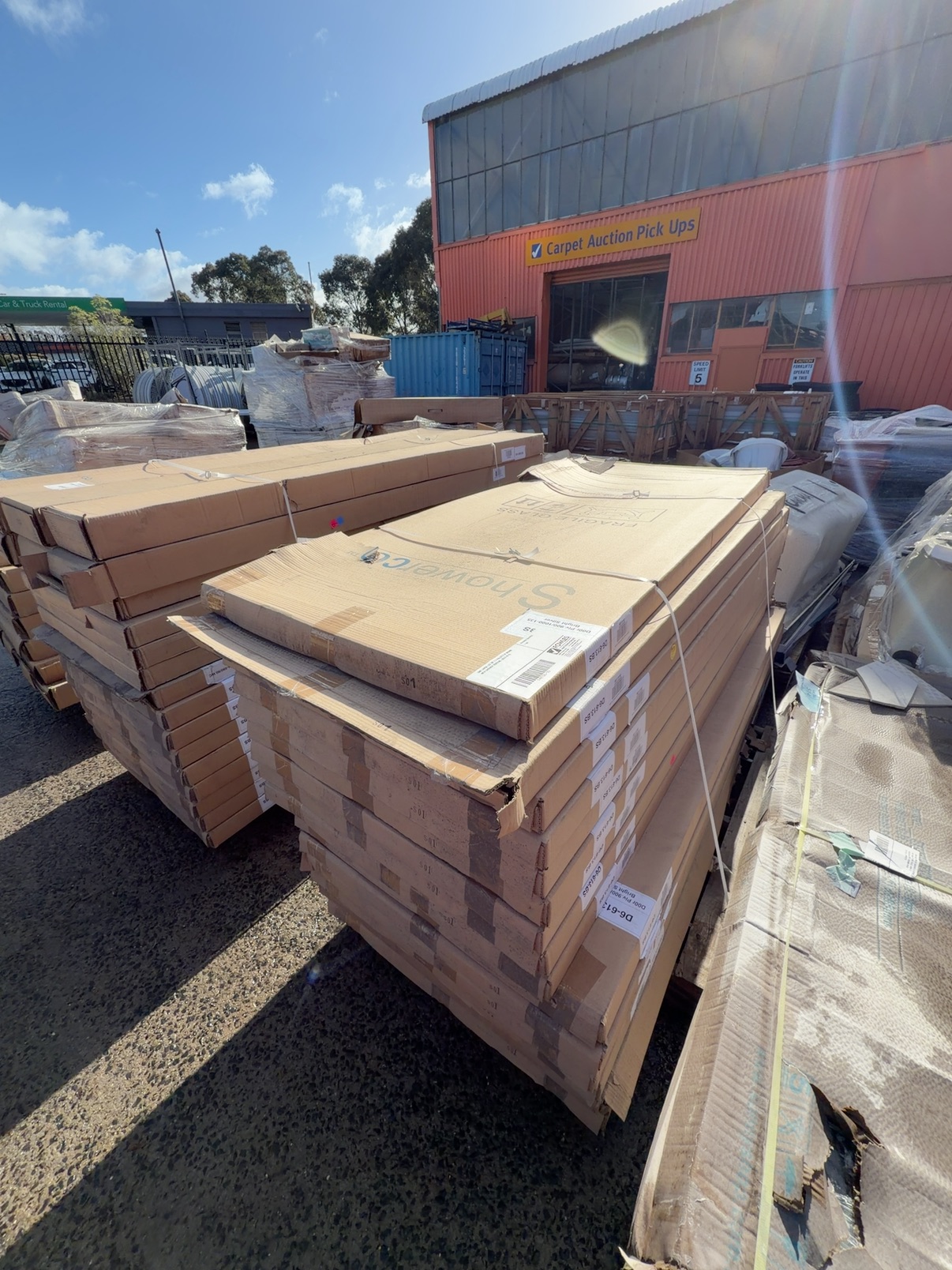 ONE LARGE LOT OF 3 X PALLETS OF BRAND NEW SHOWER SCREENS, SOLD AS IS ONE LARGE LOT OF 3 X PALLETS OF BRAND NEW SHOWER SCREENS, SOLD AS IS