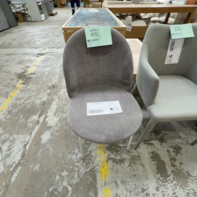 EX HIRE GREY CORD DINING CHAIR WITH WHITE METAL FRAME, SOLD AS IS EX HIRE GREY CORD DINING CHAIR WITH WHITE METAL FRAME, SOLD AS IS