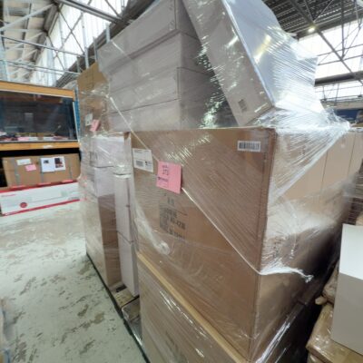 PALLET OF ASSORTED LIGHTING INCLUDING FLERO BRONZE PENDANT LIGHTS AND FULCRUM 60CM OYSTER LIGHTS, SOLD AS IS PALLET OF ASSORTED LIGHTING INCLUDING FLERO BRONZE PENDANT LIGHTS AND FULCRUM 60CM OYSTER LIGHTS, SOLD AS IS