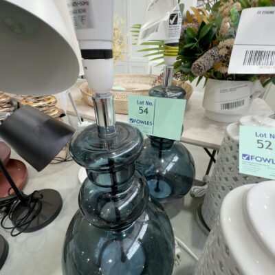 EX STAGING - BLUE GLASS LAMP BASE, SOLD AS IS EX STAGING - BLUE GLASS LAMP BASE, SOLD AS IS