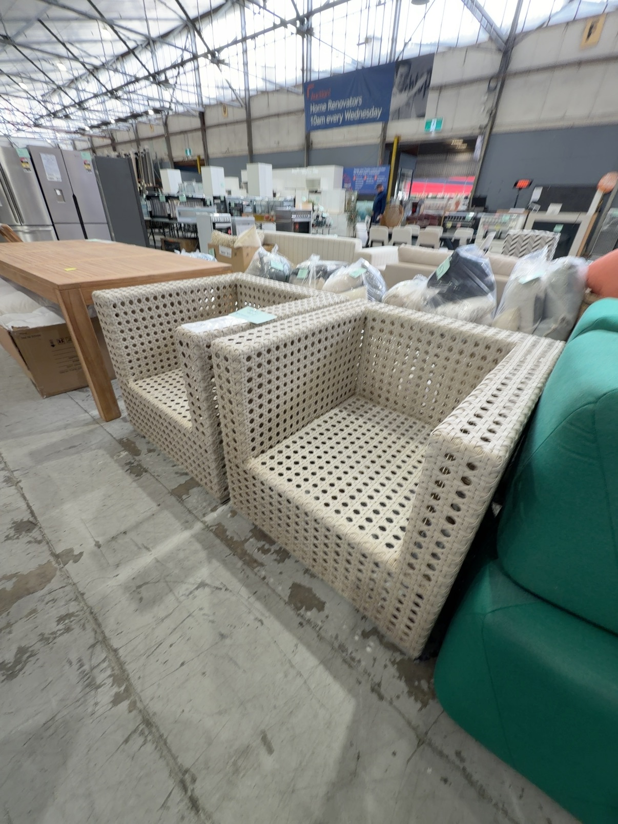 EX DISPLAY HOME - BEIGE RATTAN OUTDOOR ARMCHAIR, NO CUSHIONS, SOLD AS IS EX DISPLAY HOME - BEIGE RATTAN OUTDOOR ARMCHAIR, NO CUSHIONS, SOLD AS IS