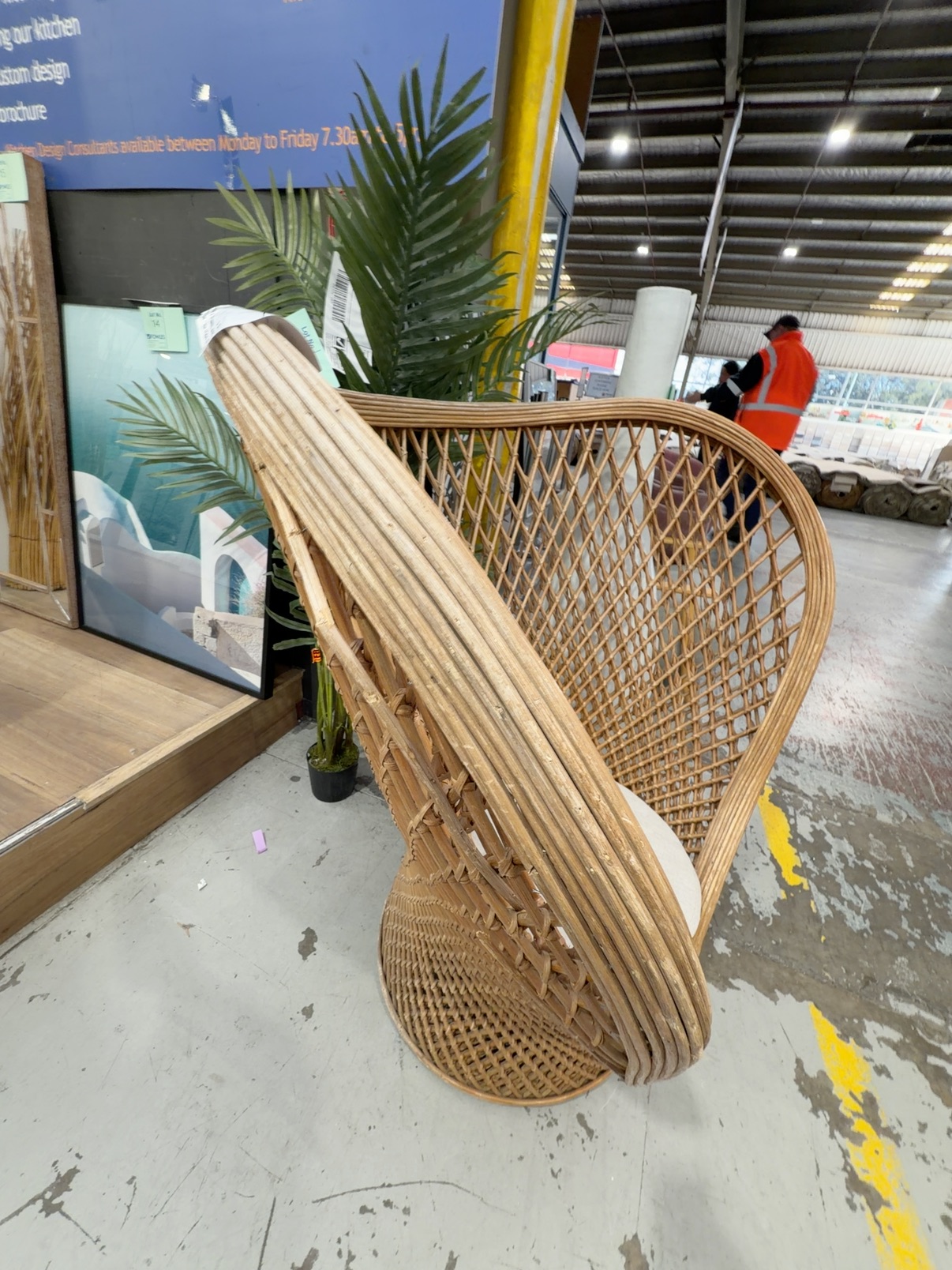 EX DISPLAY HOME - MODERN CANE PEACOCK CHAIR 1140MM WIDE X 1170MM HIGH, SOLD AS IS EX DISPLAY HOME - MODERN CANE PEACOCK CHAIR 1140MM WIDE X 1170MM HIGH, SOLD AS IS