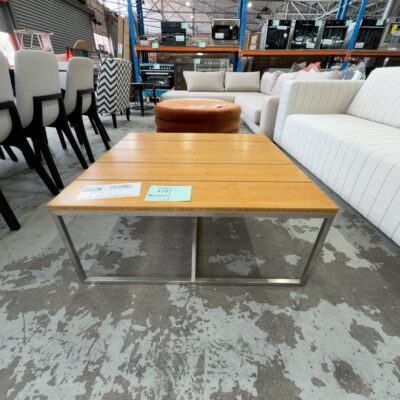 EX DISPLAY HOME -TIMBER COFFEE TABLE ON METAL FRAME 920MM SOLD AS IS EX DISPLAY HOME -TIMBER COFFEE TABLE ON METAL FRAME 920MM SOLD AS IS