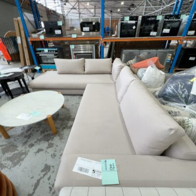 EX DISPLAY HOME - TAUPE CORNER SOFA 3050MM X 2550MM, LIGHT MARKS, SOLD AS IS EX DISPLAY HOME - TAUPE CORNER SOFA 3050MM X 2550MM, LIGHT MARKS, SOLD AS IS
