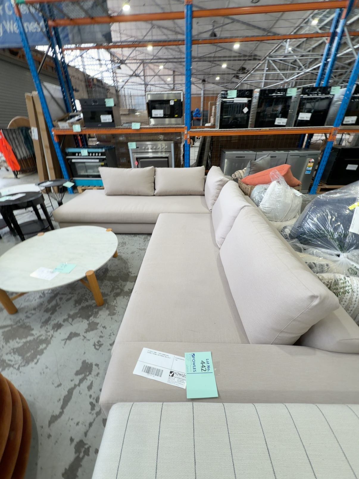 EX DISPLAY HOME - TAUPE CORNER SOFA 3050MM X 2550MM, LIGHT MARKS, SOLD AS IS EX DISPLAY HOME - TAUPE CORNER SOFA 3050MM X 2550MM, LIGHT MARKS, SOLD AS IS