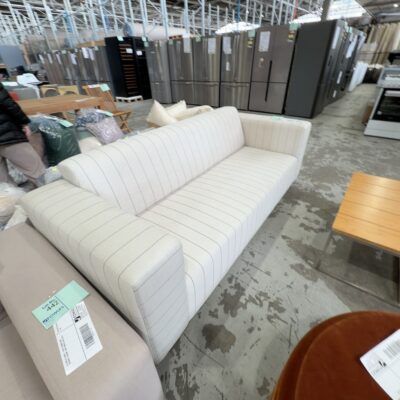 EX DISPLAY HOME - CREAM COUCH WITH GREY STRIPE, SOLD AS IS EX DISPLAY HOME - CREAM COUCH WITH GREY STRIPE, SOLD AS IS