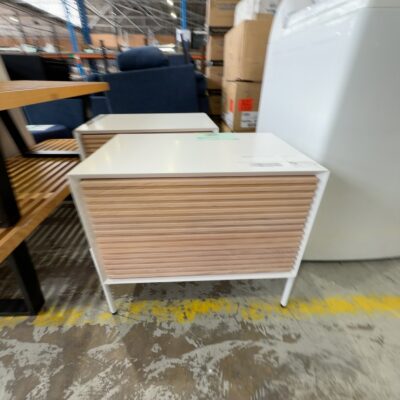 EX DISPLAY HOME -WHITE BEDSIDE TABLE, SOLD AS IS EX DISPLAY HOME -WHITE BEDSIDE TABLE, SOLD AS IS