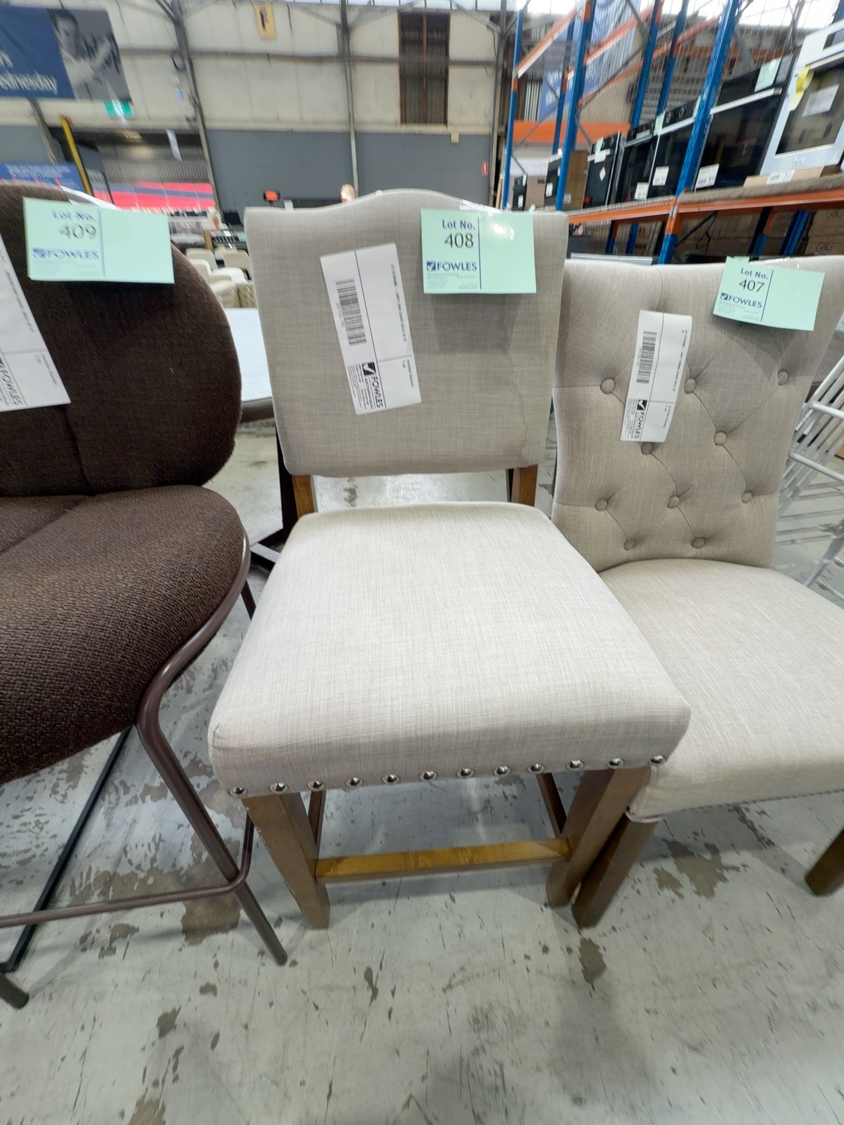 EX STAGING - GREY BAR CHAIR SOLD AS IS EX STAGING - GREY BAR CHAIR SOLD AS IS