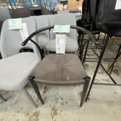 EX STAGING - BLACK CHAIR, WOVEN SEAT SOLD AS IS EX STAGING - BLACK CHAIR, WOVEN SEAT SOLD AS IS