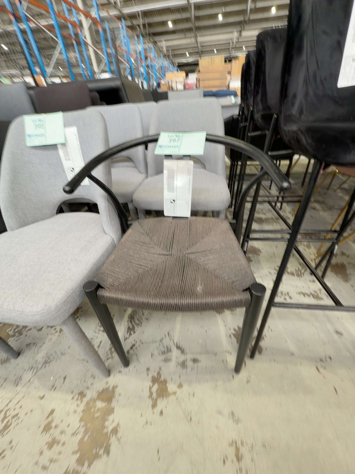 EX STAGING - BLACK CHAIR, WOVEN SEAT SOLD AS IS EX STAGING - BLACK CHAIR, WOVEN SEAT SOLD AS IS