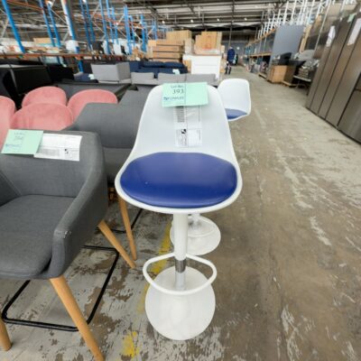 EX STAGING - BLUE & WHITE BAR STOOL, SOLD AS IS