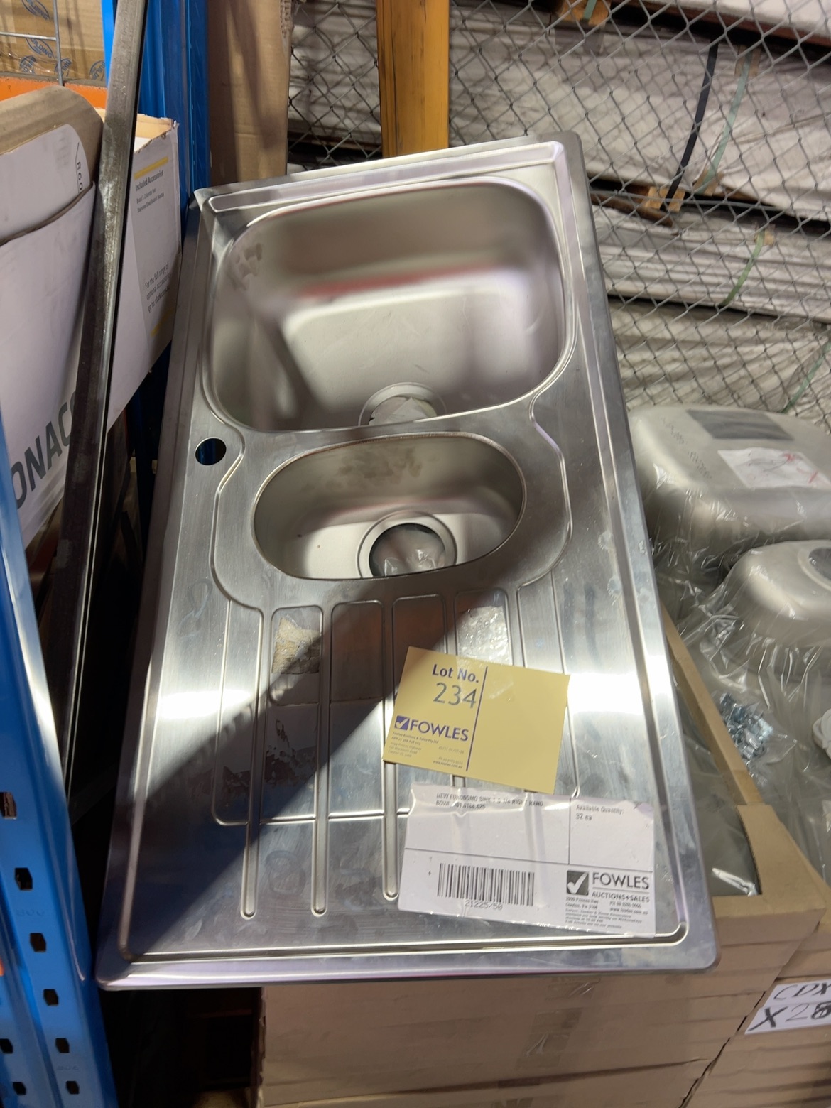 NEW EURODOMO SINK 1 & 1/4 RIGHT HAND BOWL, 101.0188.625 NEW EURODOMO SINK 1 & 1/4 RIGHT HAND BOWL, 101.0188.625