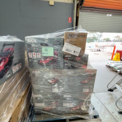 PALLET OF SKIL ELECTRIC MOWERS WITH BATTERIES, AND SKIL KITS, SOLD AS IS NO WARRANTY PALLET OF SKIL ELECTRIC MOWERS WITH BATTERIES, AND SKIL KITS, SOLD AS IS NO WARRANTY