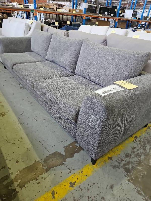 NEW GREY CHARCOAL FABRIC COUCH, 4 SEATER SOLD AS IS NEW GREY CHARCOAL FABRIC COUCH, 4 SEATER SOLD AS IS