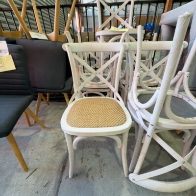 EX STAGING - NATURAL TIMBER CROSSBACK DINING CHAIRS, SOLD AS IS EX STAGING - NATURAL TIMBER CROSSBACK DINING CHAIRS, SOLD AS IS