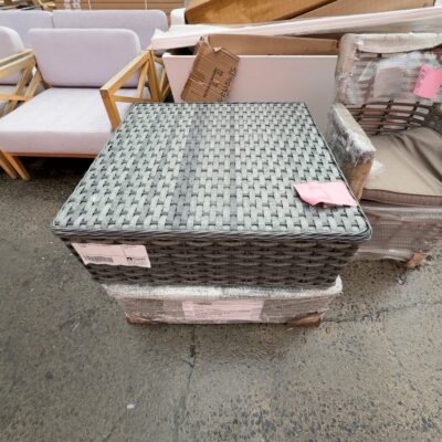 EX DISPLAY GREY RATTAN OTTOMAN WITH CUSHION EX DISPLAY GREY RATTAN OTTOMAN WITH CUSHION