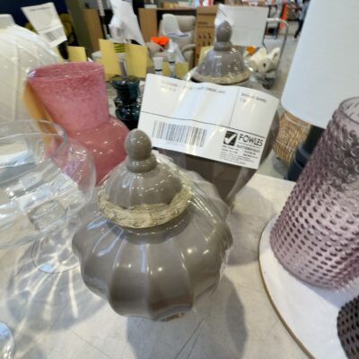 EX STAGING - SET OF 2 TAUPE GINGER JARS, SOLD AS IS