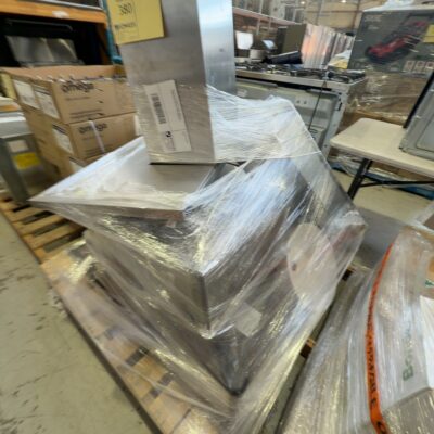 PALLET OF ASSORTED SINKS, BOWLS & RANGEHOOD, SOLD AS IS NO WARRANTY PALLET OF ASSORTED SINKS, BOWLS & RANGEHOOD, SOLD AS IS NO WARRANTY