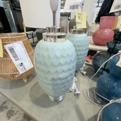 EX STAGING - LIGHT BLUE LAMPSHADE SOLD AS IS EX STAGING - LIGHT BLUE LAMPSHADE SOLD AS IS