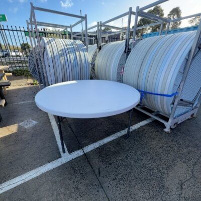 EX HIRE EVENTS - FOLDING TABLE 1500MM ROUND, SOLD AS IS EX HIRE EVENTS - FOLDING TABLE 1500MM ROUND, SOLD AS IS