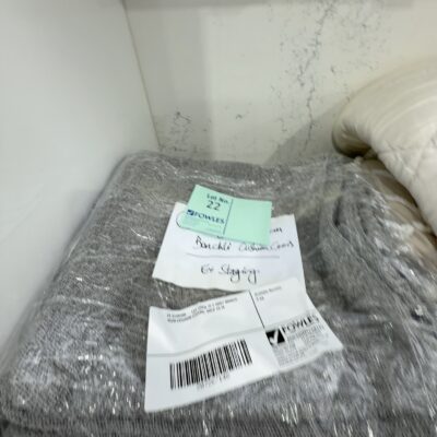 EX STAGING - LOT WITH 10 X GREY BOUCLE 45CM CUSHION COVERS, SOLD AS IS EX STAGING - LOT WITH 10 X GREY BOUCLE 45CM CUSHION COVERS, SOLD AS IS