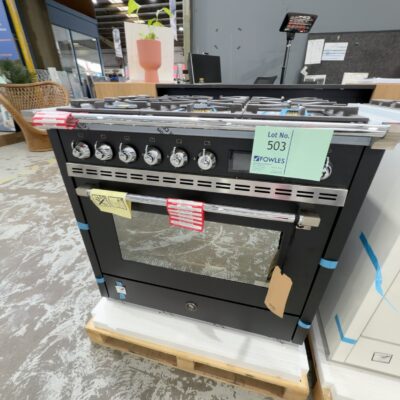 NEW STEEL AQ9S-6WANC ASCOT 900MM NUVOLA FREESTANDING DUAL FUEL OVEN, WITH BRUSHED NIKEL TRIM, COLOUR TFT CONTROLS WITH 37 BUILT IN RECIPES, COMBI STEAM OVEN, TWIN FAN SYSTEM, COMMERCIAL STYLE FITTINGS, 15 FUNCTIONS, HAND CRAFTED IN ITALY, 12 MONTH WARRANTY RRP$12,999